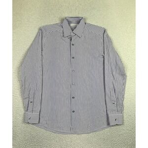 Ermenegildo Zegna Shirt Mens Medium Purple Stripe Dress Made In Italy Cotton